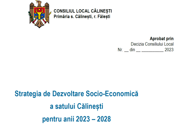 Read more about the article Consultări publice: Proiectul Strategiei de Dezvoltare Socio-Economică a satului Călinești pentru anii 2023 – 2028