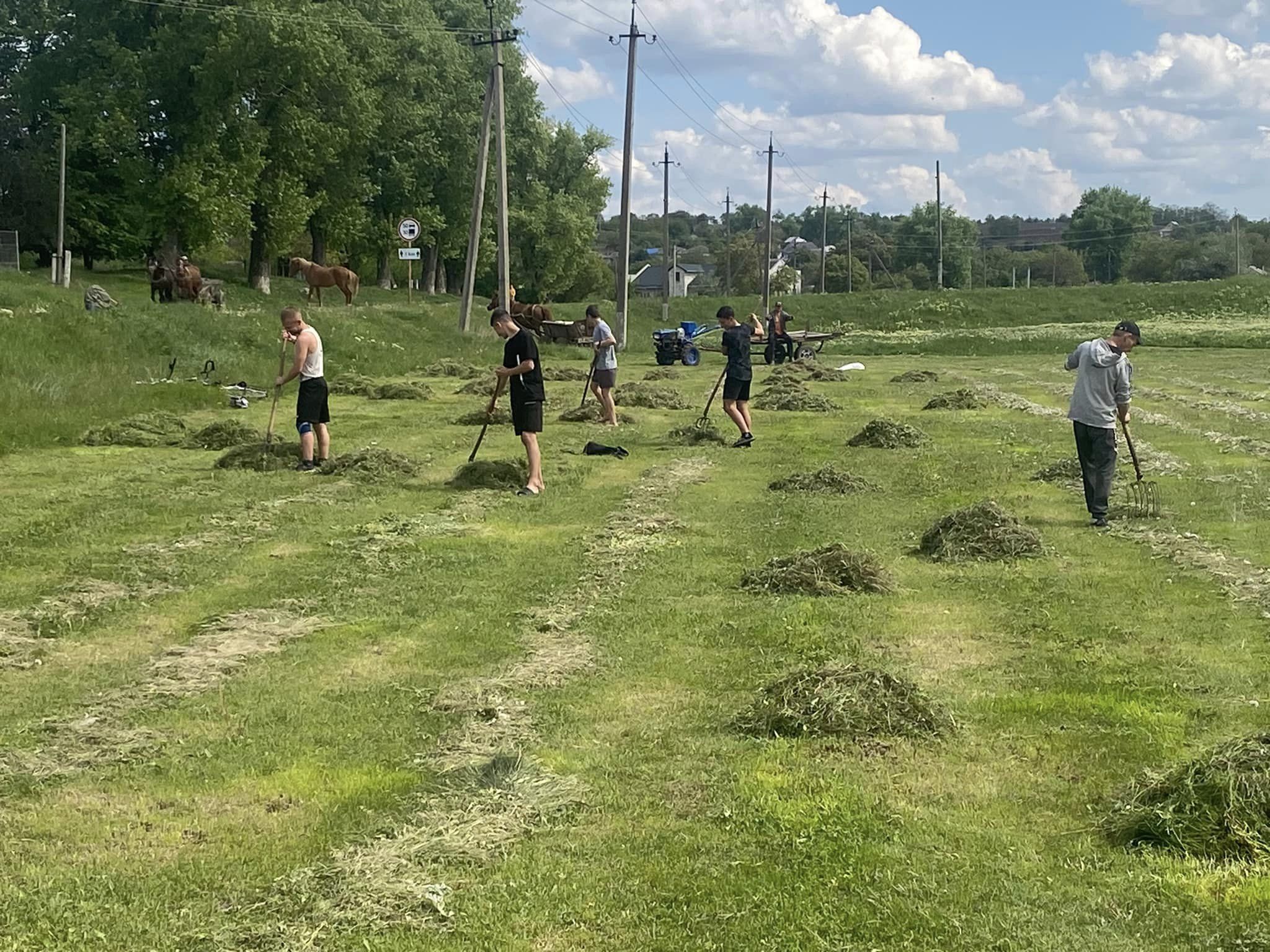 Tinerii activi la salubrizarea terenului sportiv!