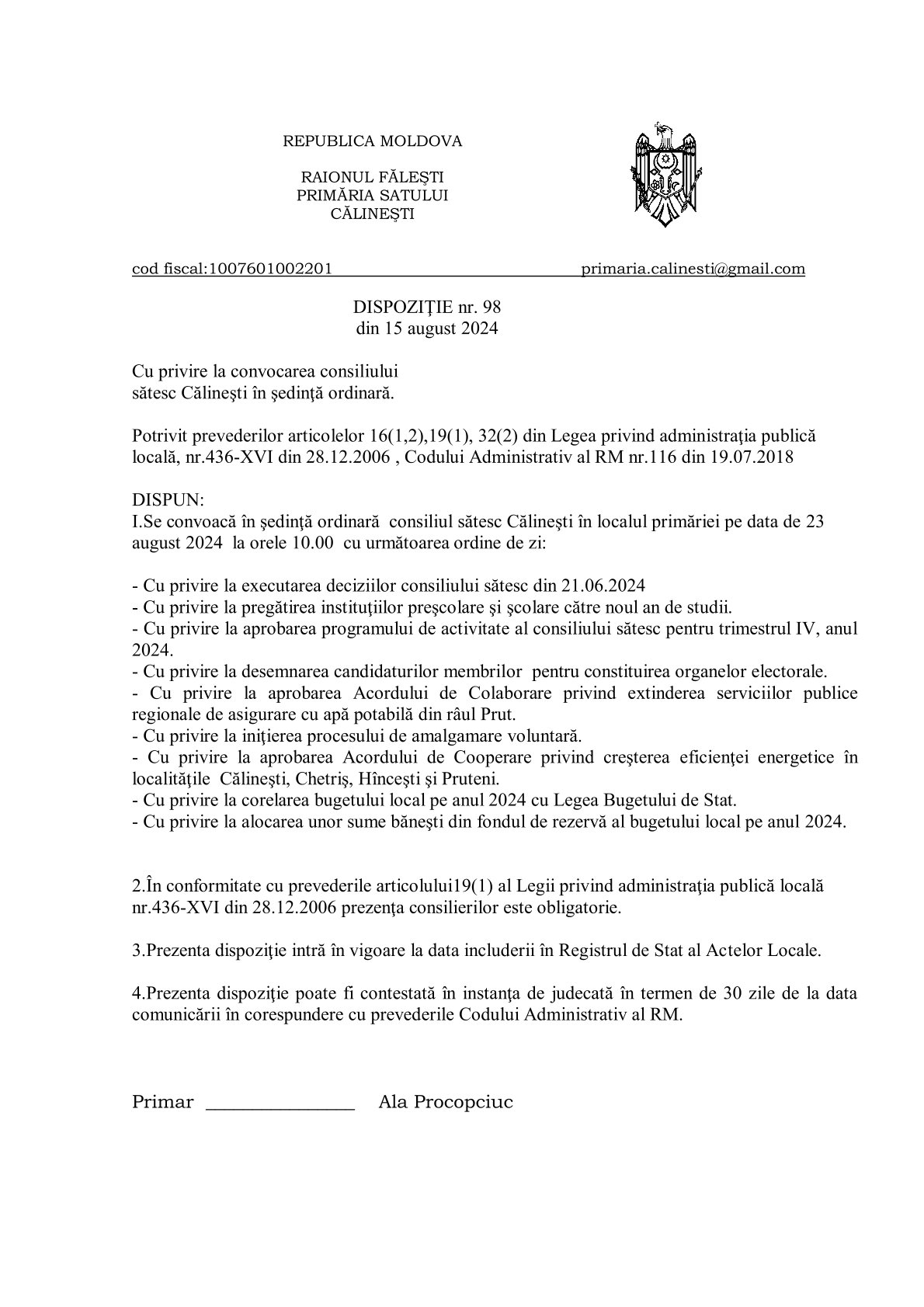 ȘEDINȚA CONSILIULUI